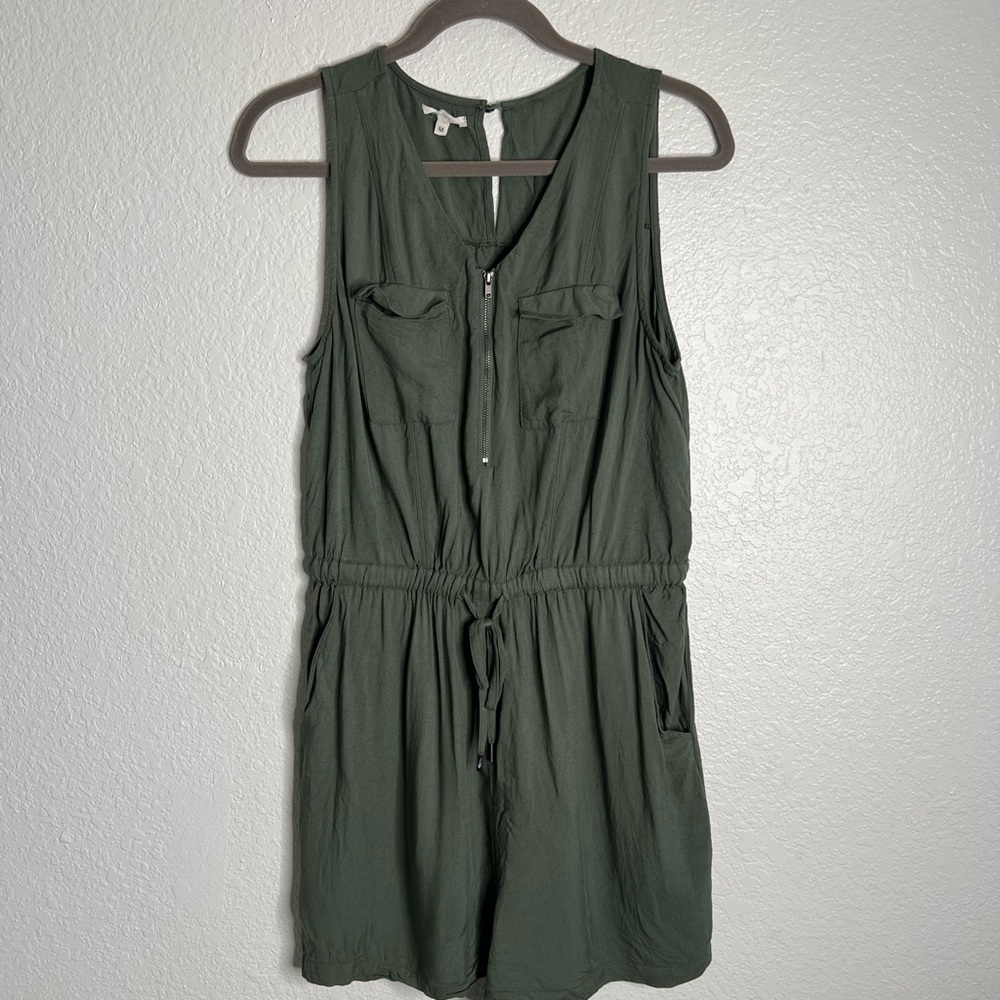 Maurices Green Zip Up Romper Medium